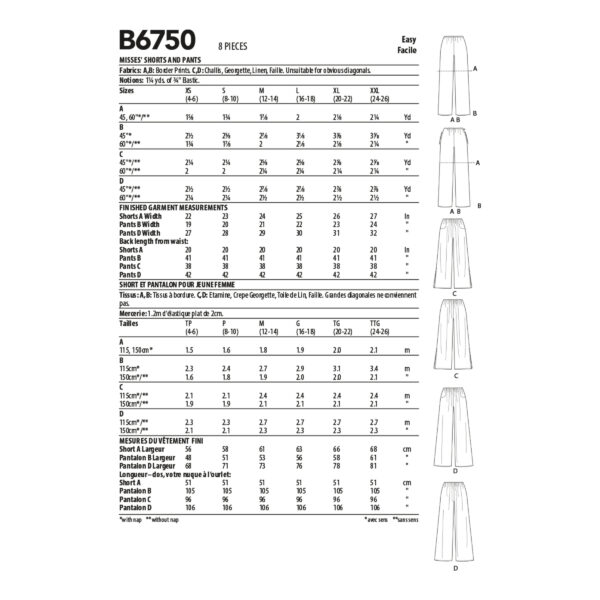 Butterick Schnittmuster - B6750 -  einfache Schlupfhose – Bild 4