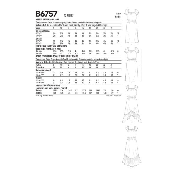 Butterick Schnittmuster - B6757 - Sommerkleid, Carmenausschnitt – Bild 8