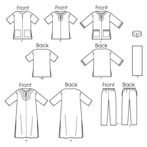 Butterick Schnittmuster - B6748 - Hausanzug, Tunika, Hauskleid – Bild 4