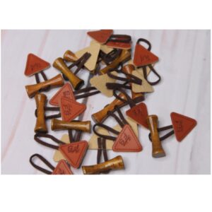 1 Set Knebelverschluß - Holzknopf mit Lederimitat - für Kinderkleidung - Braun/Braun