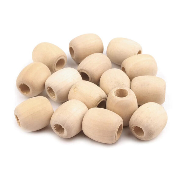 10 Holzperlen - Holzkugeln - oval - 18x20 mm - natur - nicht lasiert