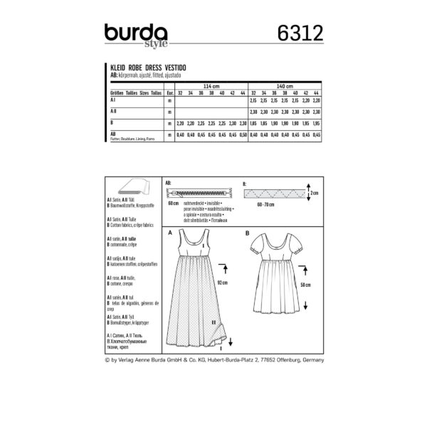 Burda Style Schnittmuster - Kleid - Empirekleid und Sommerkleid - Nr. 6312 – Bild 4