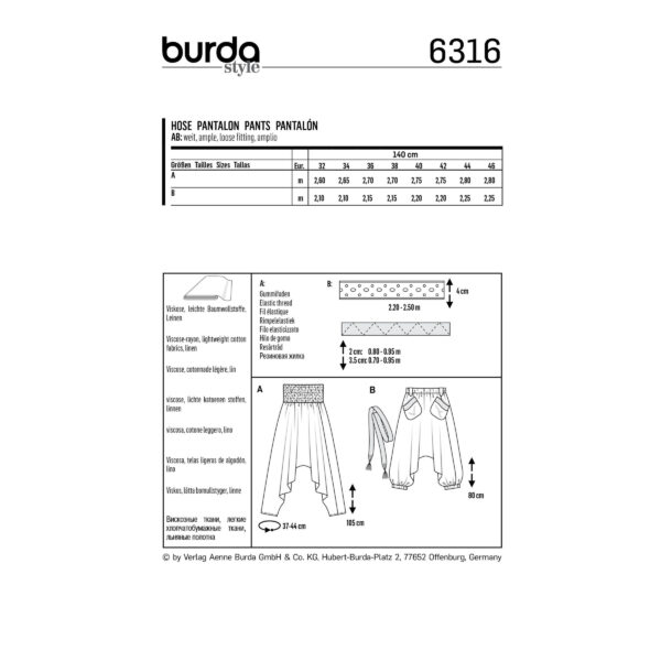 Burda Style Schnittmuster - Hose - Sarouelhose - Nr. 6316 – Bild 4