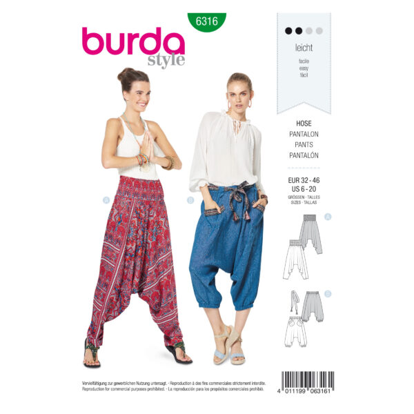 Burda Style Schnittmuster - Hose - Sarouelhose - Nr. 6316