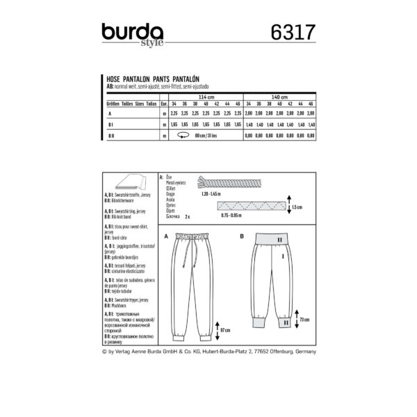 Burda Style Schnittmuster - Hose - Joggpants - Jogginghose - Nr. 6317 – Bild 4