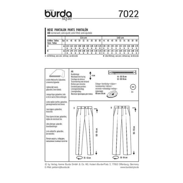 Burda Style Schnittmuster - Hose - Pants - Nr. 7022 – Bild 5