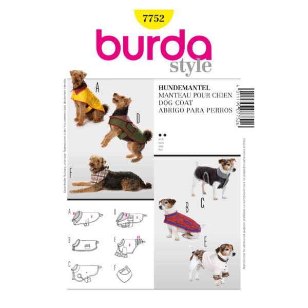 Burda Style Schnittmuster - Mantel - Hundemantel - Hundeumhang - Hundecape - Nr. 7752