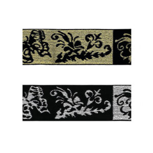 1m Elastikband - Elastic-Band - 40 mm - Schmetterling - Lurex - gold + silber