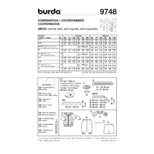 Burda Schnittmuster - Kombination - Jacke, Shirt, Hose kurz und lang - Nr. 9748 – Bild 4