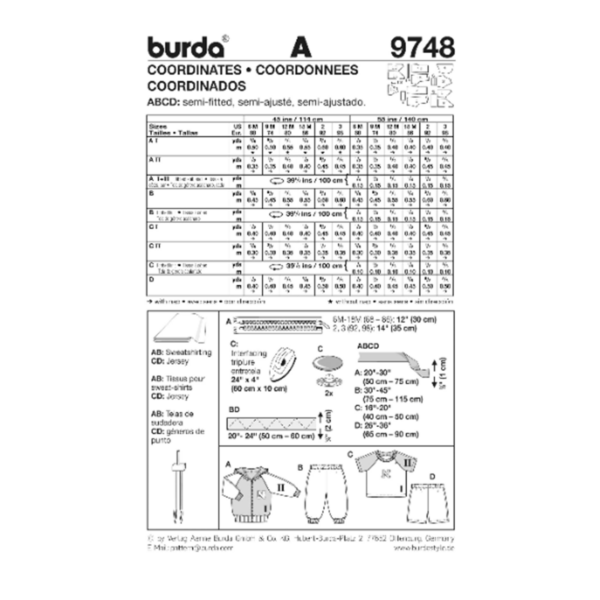 Burda Schnittmuster - Kombination - Jacke, Shirt, Hose kurz und lang - Nr. 9748 – Bild 5