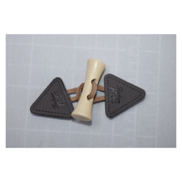 1 Set Knebelverschluß - Knebelknopf, Holzknopf mit Lederimitat - für Kinderkleidung - Dunkelbraun/Braun – Bild 2