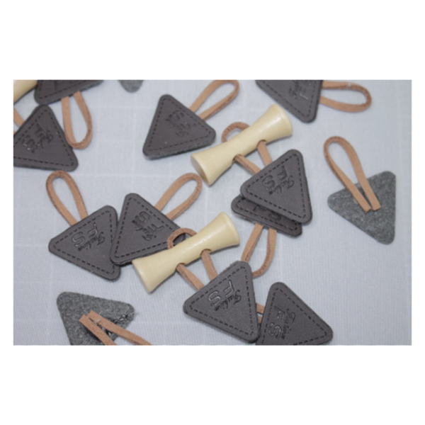 1 Set Knebelverschluß - Knebelknopf, Holzknopf mit Lederimitat - für Kinderkleidung - Dunkelbraun/Braun – Bild 3