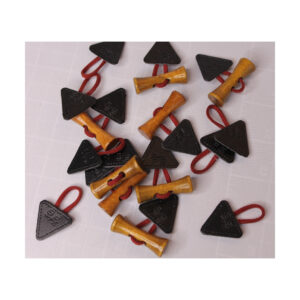 1 Set Knebelverschluß - Holzknopf mit Lederimitat - für Kinderkleidung -Schwarz/ Bordeaux