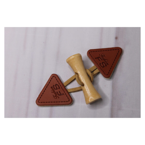 1 Set Knebelverschluß- Knebelknopf- Holzknopf mit Lederimitat - für Kinderkleidung - Braun/ Beige – Bild 4