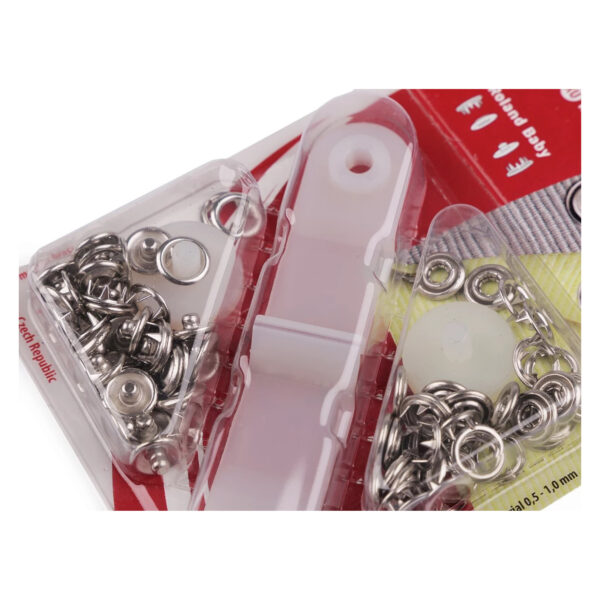 15 Druckknöpfe + Werkzeug - Roland Baby - Ø 9,7 mm - KOH-I-NOOR - Nickel silber – Bild 2