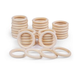 5 Gardinenringe - Holz - Holzring - Makramee - 78 mm / 48 mm