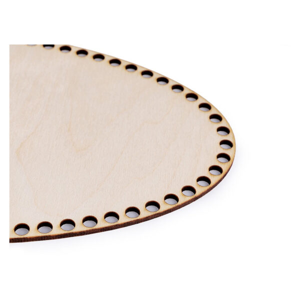 Korbboden - Holzplatte, oval mit großen Löchern - Deckel - Häkeln, Makramee - 30 x 15 cm – Bild 2