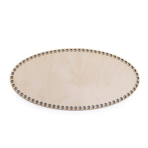 Korbboden - Holzplatte, oval mit großen Löchern - Deckel - Häkeln, Makramee - 30 x 15 cm