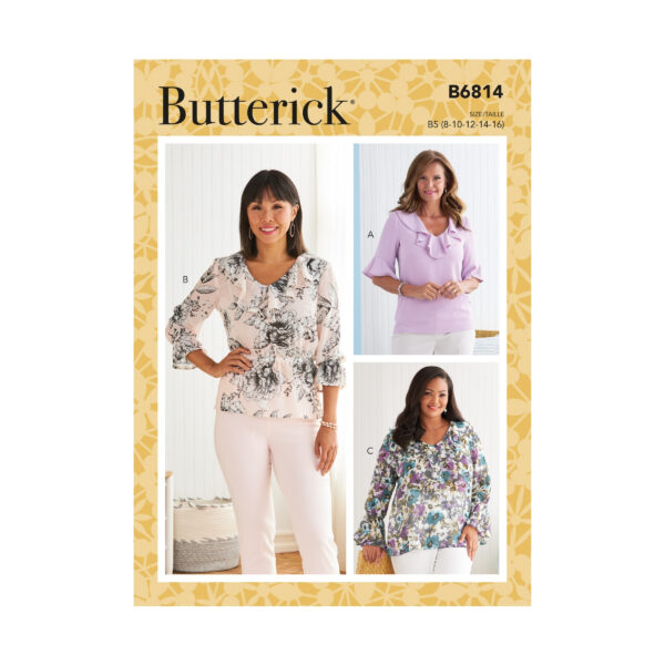 Butterick Schnittmuster - B6814 - schlichte Bluse mit Volant