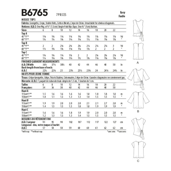 Butterick Schnittmuster - B6765 -  raffiniert gestaltete Damenbluse – Bild 10