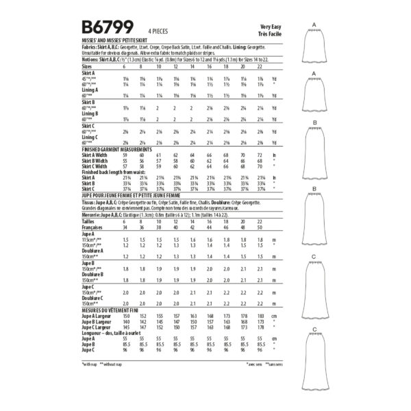Butterick Schnittmuster - B6799 -  schmaler Damenrock – Bild 5