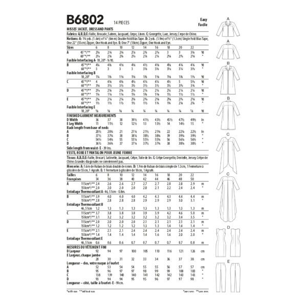 Butterick Schnittmuster - B6802 -  Kombination für Damen – Bild 9