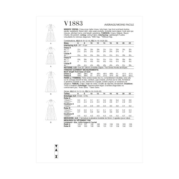 Vogue Schnittmuster V1883 - Kleid, Sommerkleid schulterfrei – Bild 7