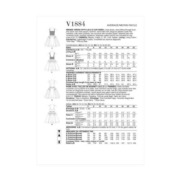 Vogue Schnittmuster V1884 - Kleid, Sommerkleid mit weitem Rock – Bild 8