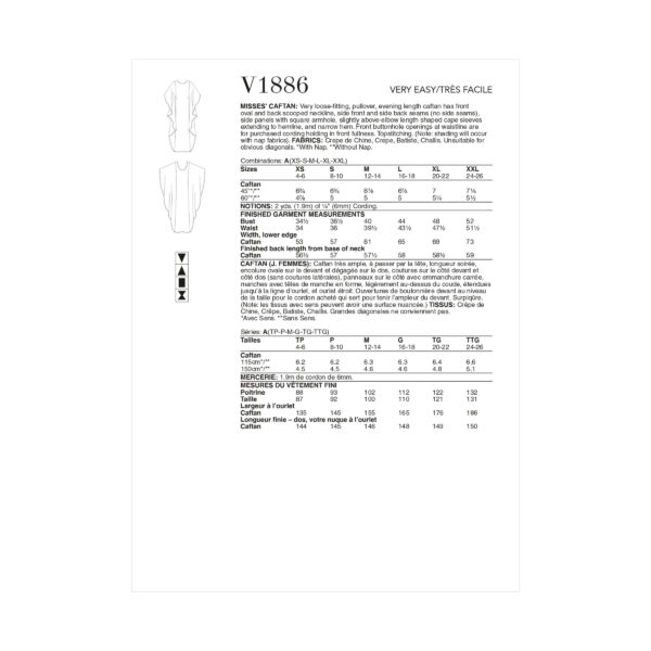 Vogue Schnittmuster V1886 - Kleid, Überwurf – Bild 4