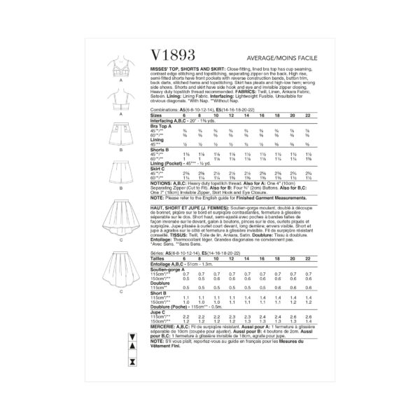 Vogue Schnittmuster V1893 - Top mit Hose oder Rock – Bild 8