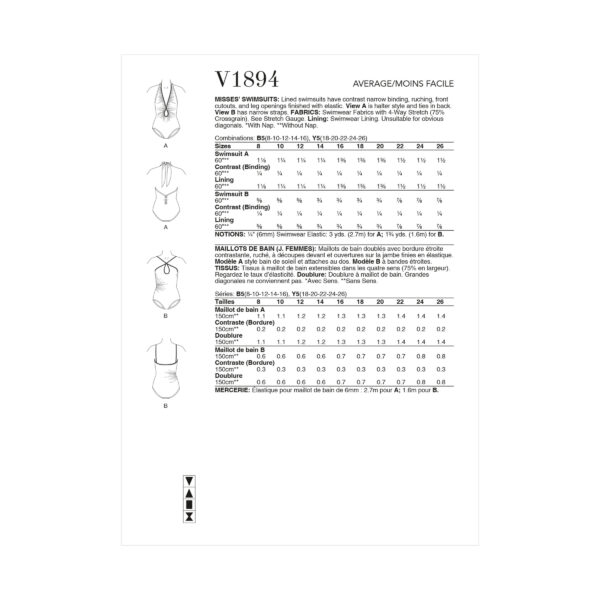 Vogue Schnittmuster V1894 - Bademode, Badeanzug für Damen – Bild 6