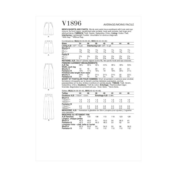 Vogue Schnittmuster V1896 - Herrenhose – Bild 7