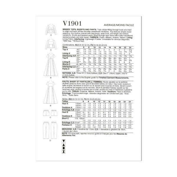 Vogue Schnittmuster V1901 - Bluse, Kleid und Hose – Bild 6