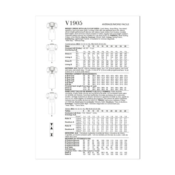 Vogue Schnittmuster - Vintage - V1905 - Etuikleid mit großem Bubikragen – Bild 7