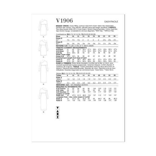 Vogue Schnittmuster - Vintage - V1906 - körperbetonendes Strickkleid – Bild 7