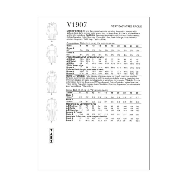 Vogue Schnittmuster - Vintage - V1907 - körperbetonendes, elegantes Kleid – Bild 7