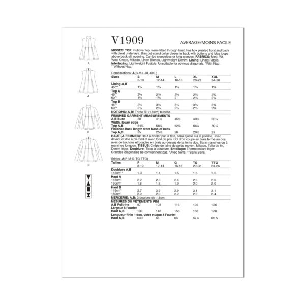 Vogue Schnittmuster V1909 - Bluse mit üppiger Weite – Bild 8