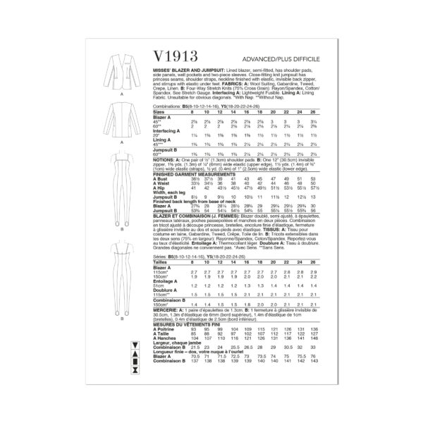 Vogue Schnittmuster - V1913 - Catsuit und Blazer – Bild 8