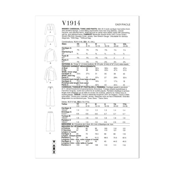 Vogue Schnittmuster V1914 - Damenanzug, Hausanzug, Freizeitmode – Bild 6