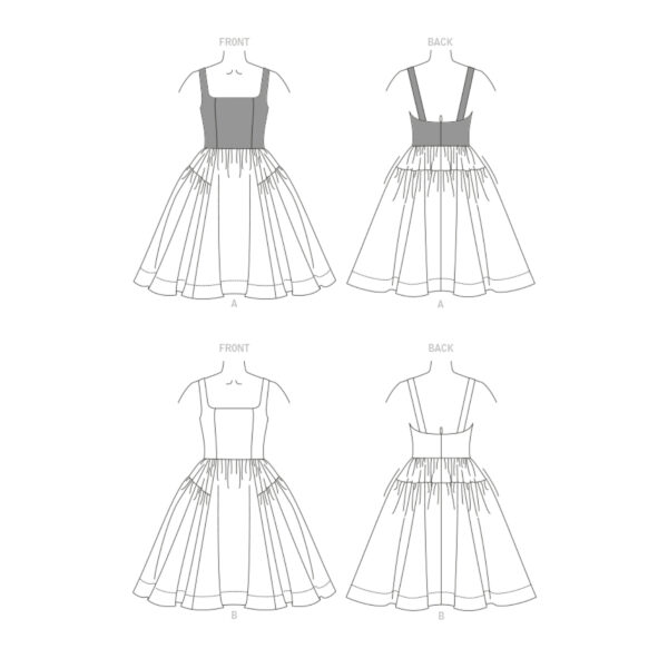 Vogue Schnittmuster V1884 - Kleid, Sommerkleid mit weitem Rock – Bild 9