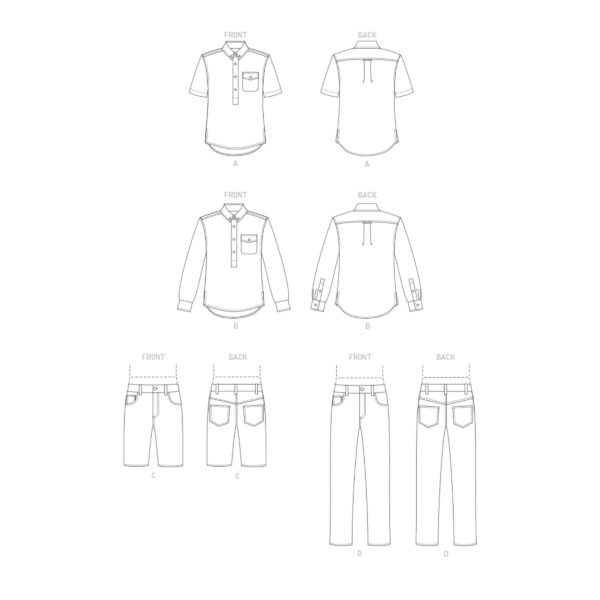 Vogue Schnittmuster V1895 - Herrenhemd und Hose – Bild 8