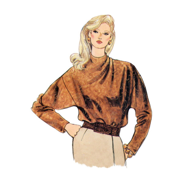 Vogue Schnittmuster - Vintage - V1902 - Shirt oder Pullover mit angeschnittenem Kragen – Bild 2
