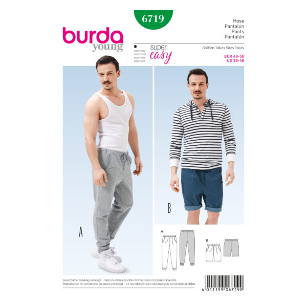 Burda Style Schnittmuster - Hose - Jogginghose und Bermudas - 6719