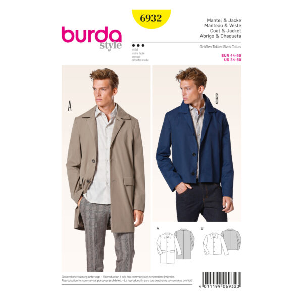 Burda Style Schnittmuster - Mantel & Jacke - Nr. 6932