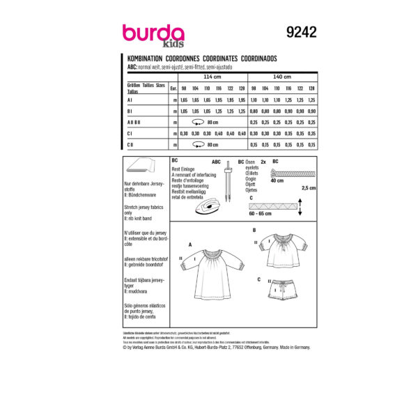 Burda Kids Schnittmuster Nr. 9242 - Kombination - Kleid, Shirt und Short – Bild 7