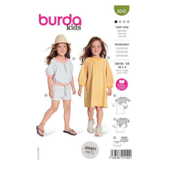 Burda Kids Schnittmuster Nr. 9242 - Kombination - Kleid, Shirt und Short