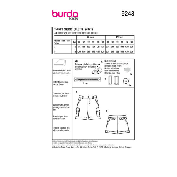 Burda Kids Schnittmuster Nr. 9243 - Shorts - kurze Hosen – Bild 8