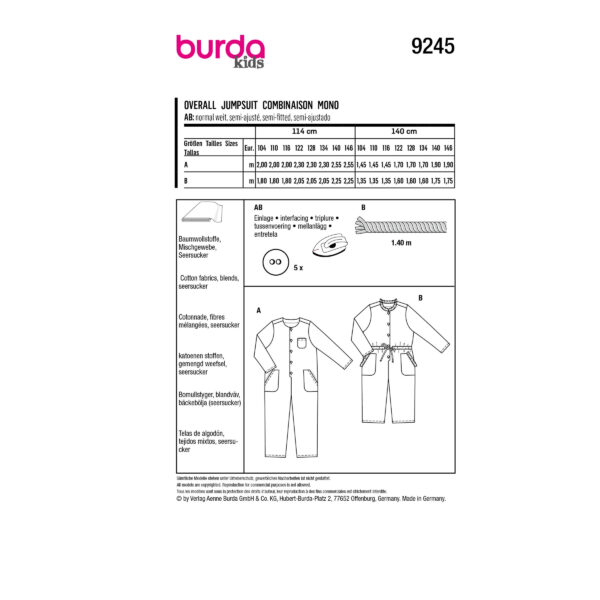 Burda Kids Schnittmuster Nr. 9245 - Overall - Jumpsuite – Bild 8