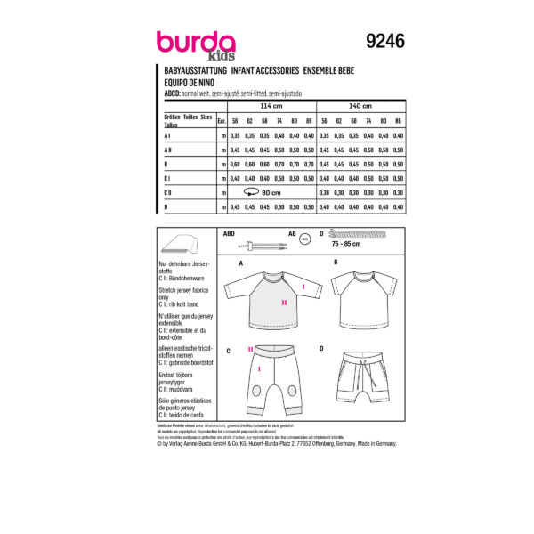 Burda Kids Schnittmuster Nr. 9246 - Babyausstattung - Hemd und Hose - Varianten – Bild 8