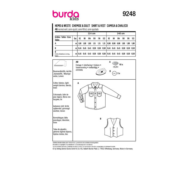 Burda Kids Schnittmuster Nr. 9248 - Hemd und Weste – Bild 8